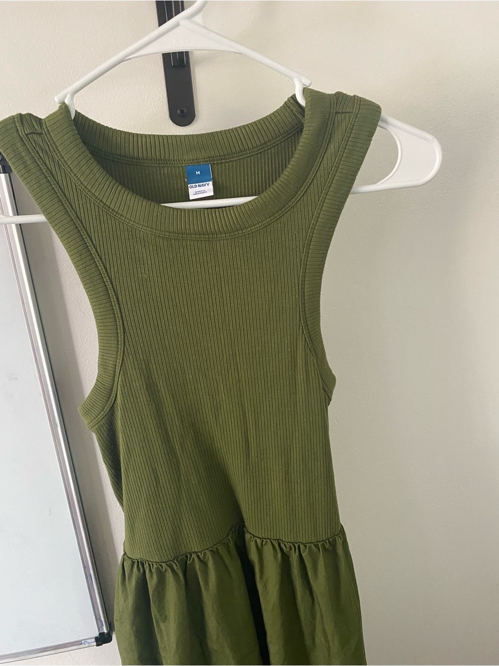 Old Navy Olive Green Pocketed Ribbed Tank Midi Dress - Picture 2 of 5